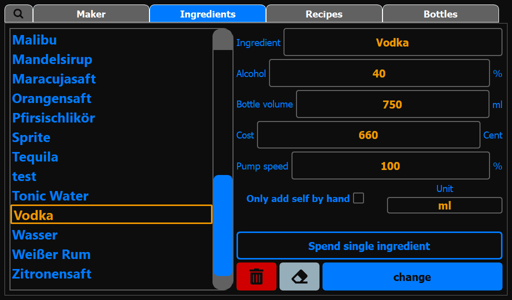 Ingredient view